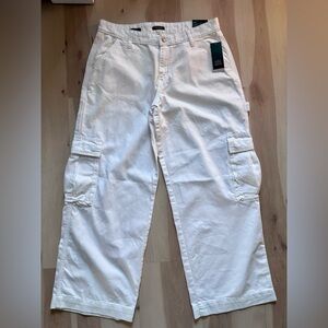 NWT Wild Fable 12 White Jeans Mid Rise Baggy Cargo Straight Leg White Rigid